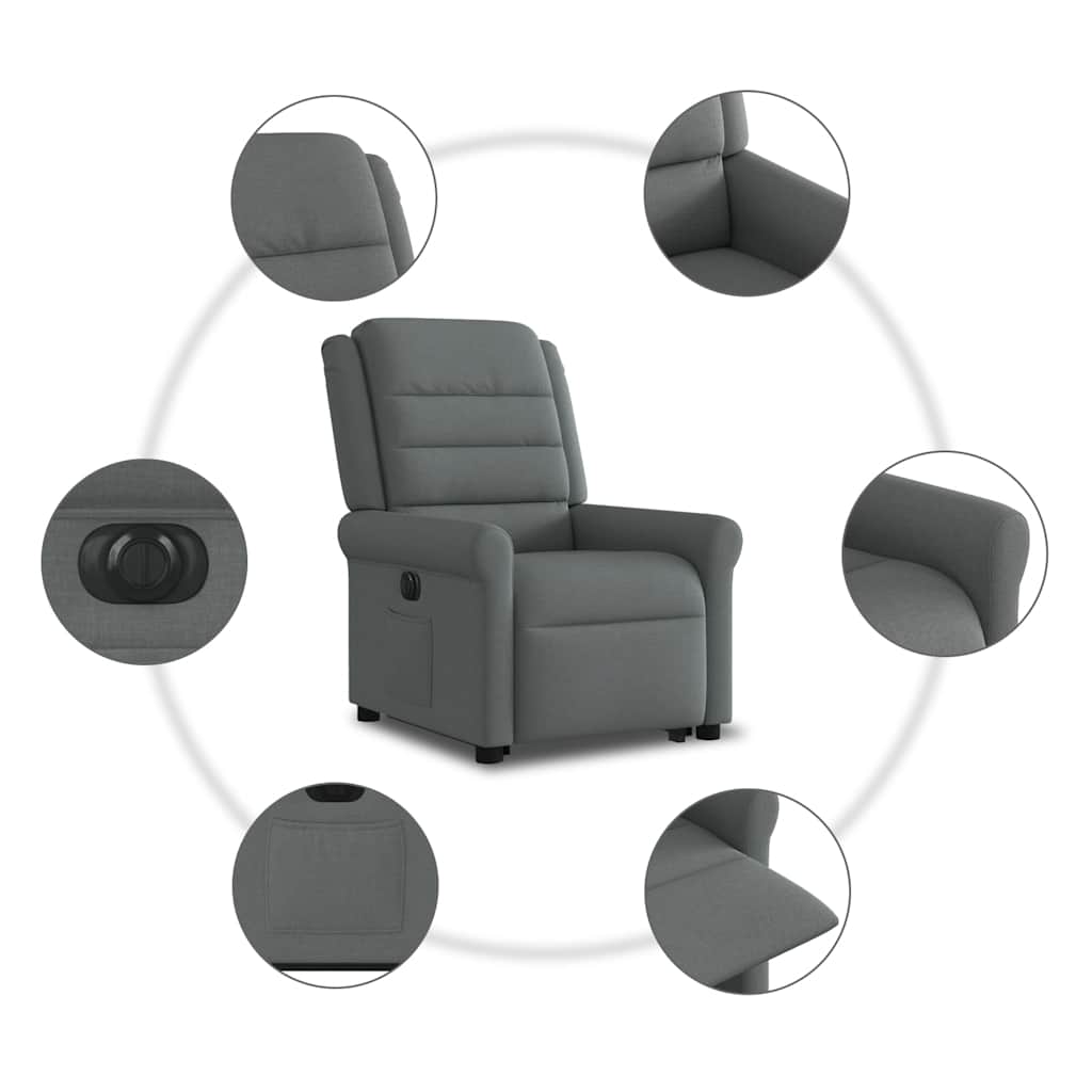 Poltrona Alzapersona Reclinabile Elettrica Grigio Scuro Tessuto | homemem39