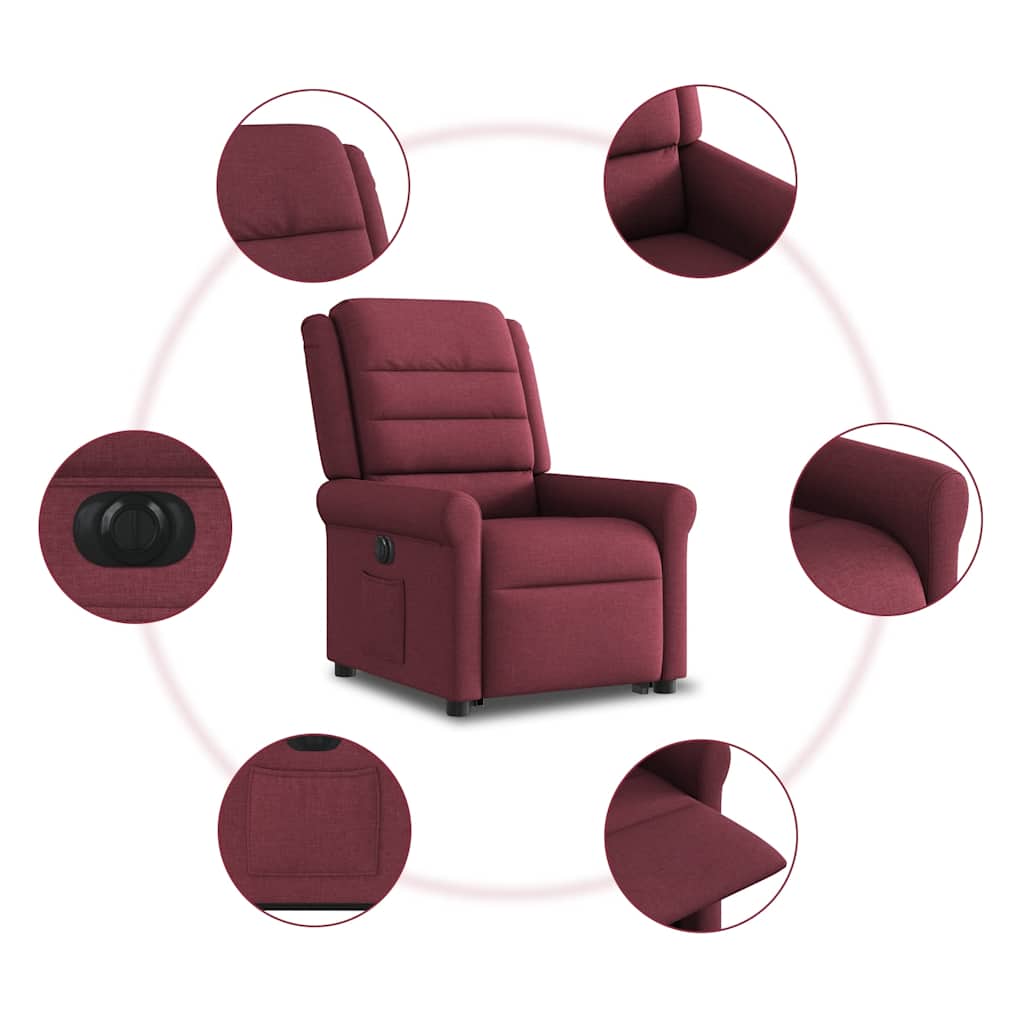 Poltrona Alzapersona Reclinabile Elettrica Rosso Vino Tessuto | homemem39
