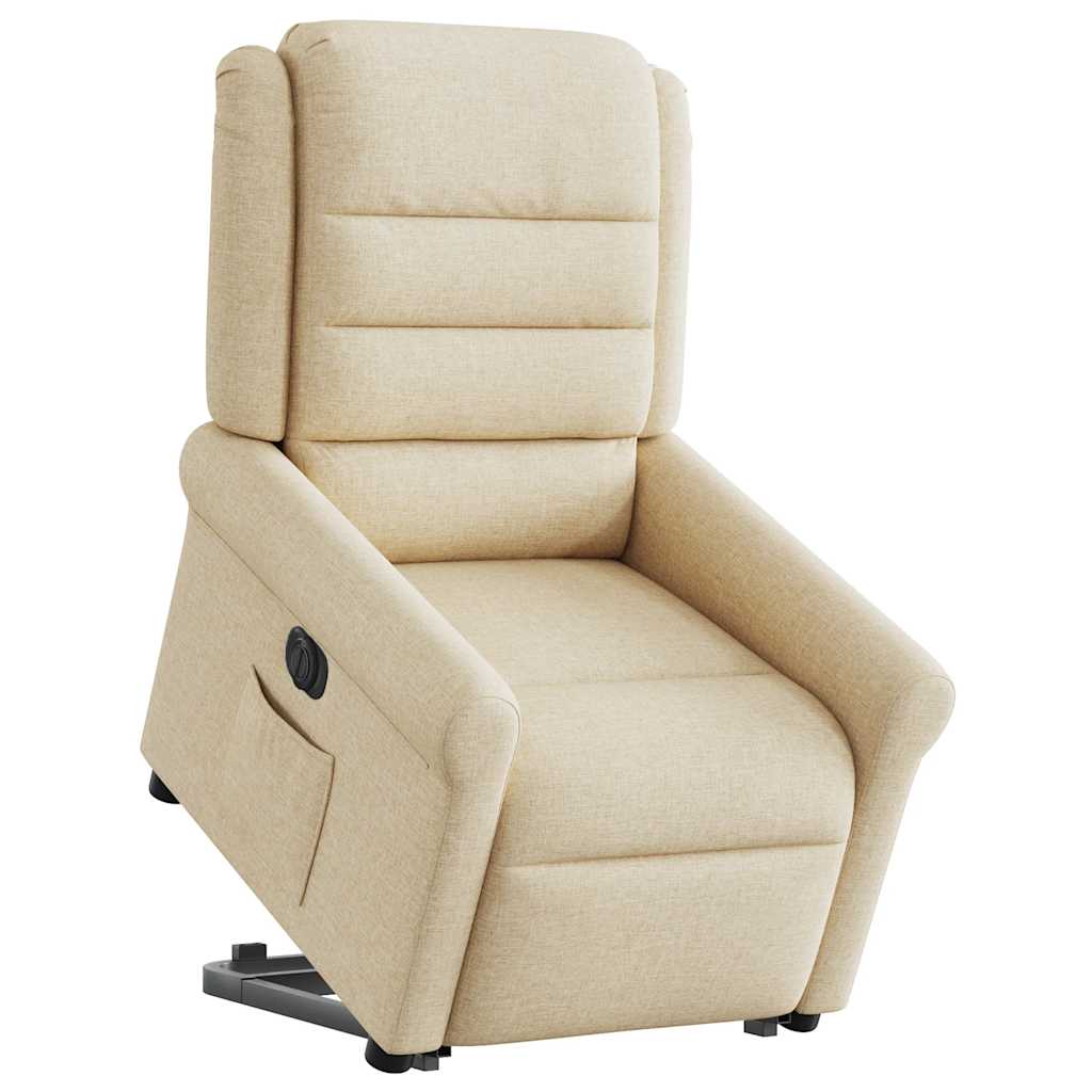 Poltrona Alzapersona Reclinabile Elettrica Crema in Tessuto - homemem39