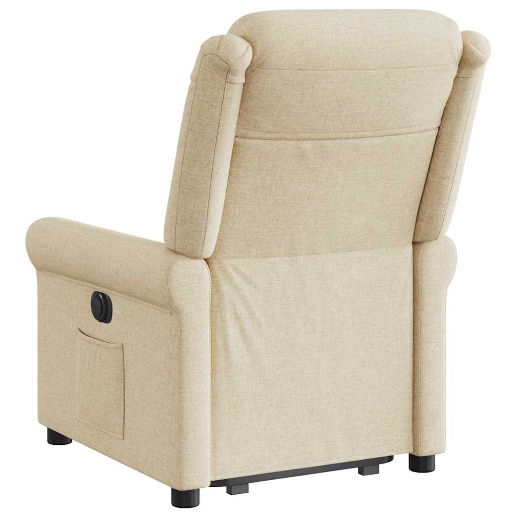 Poltrona Alzapersona Reclinabile Elettrica Crema in Tessuto - homemem39