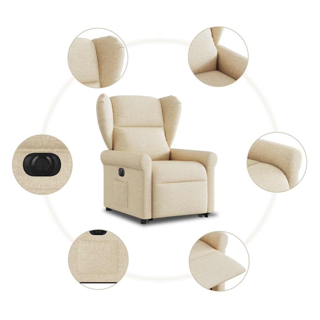 Poltrona Alzapersona Reclinabile Elettrica Crema in Tessuto | homemem39