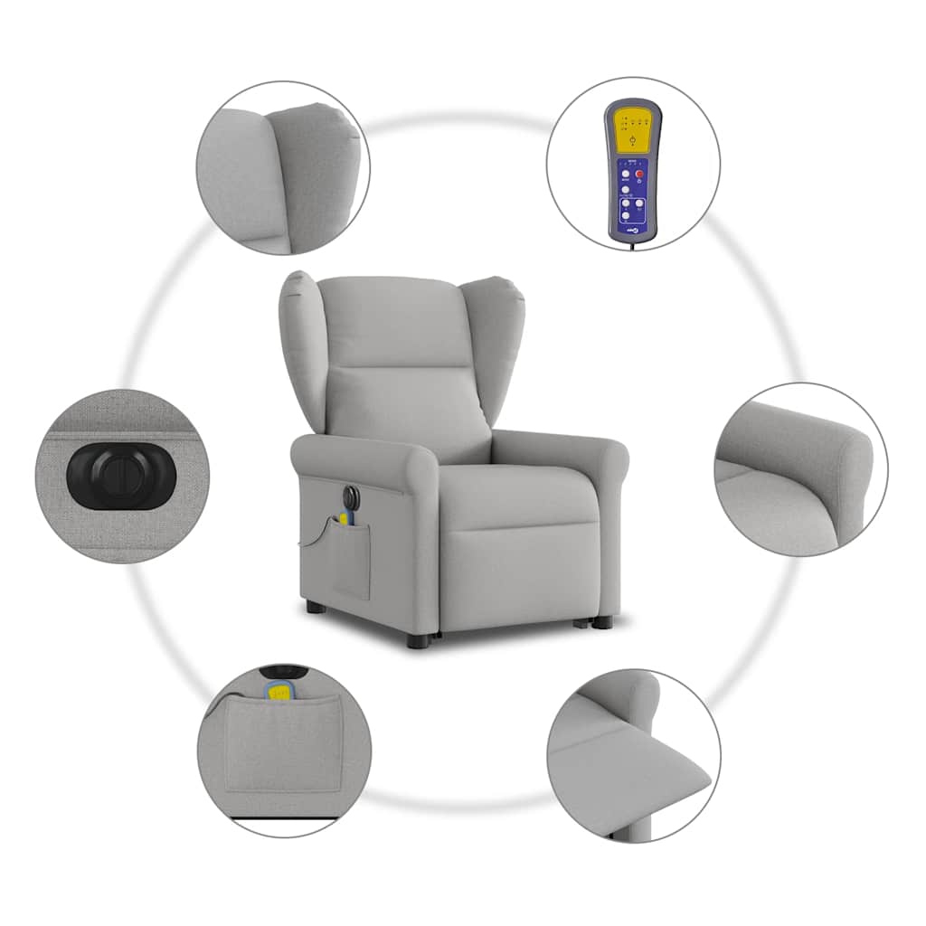 Poltrona Alzapersona Massaggi Elettrica Grigio Nuvola Tessuto | homemem39
