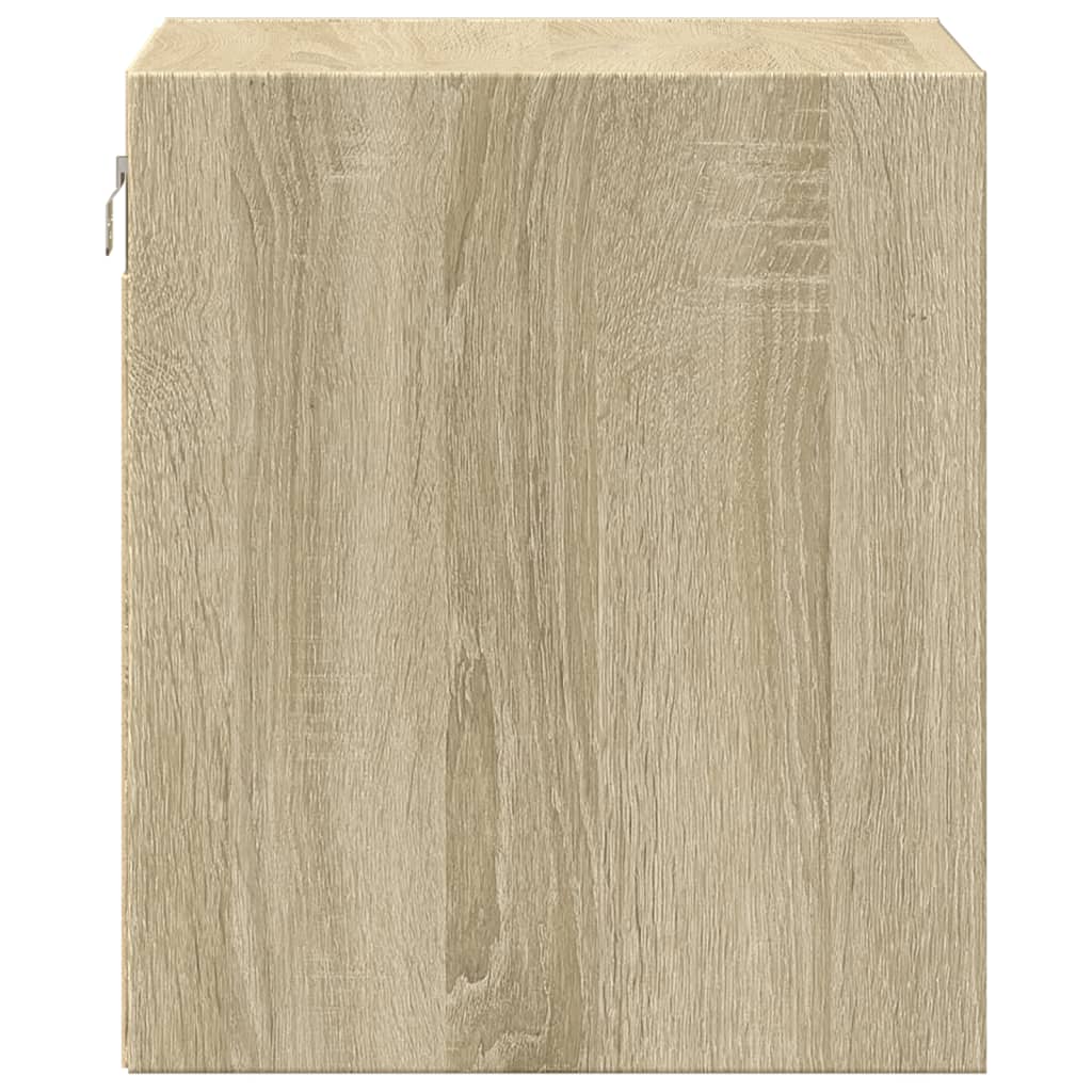 Comodino a Parete con luci LED Rovere Sonoma