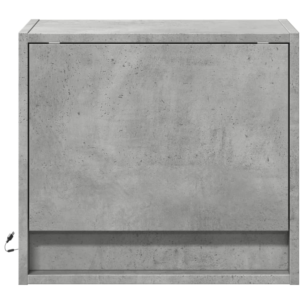 Comodino a Parete con Luci LED Grigio Cemento