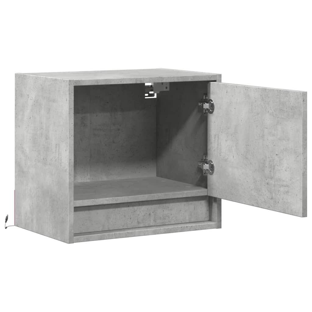 Comodino a Parete con Luci LED Grigio Cemento