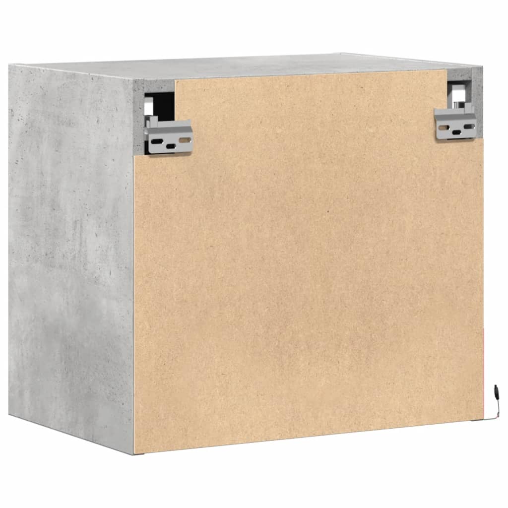 Comodino a Parete con Luci LED Grigio Cemento