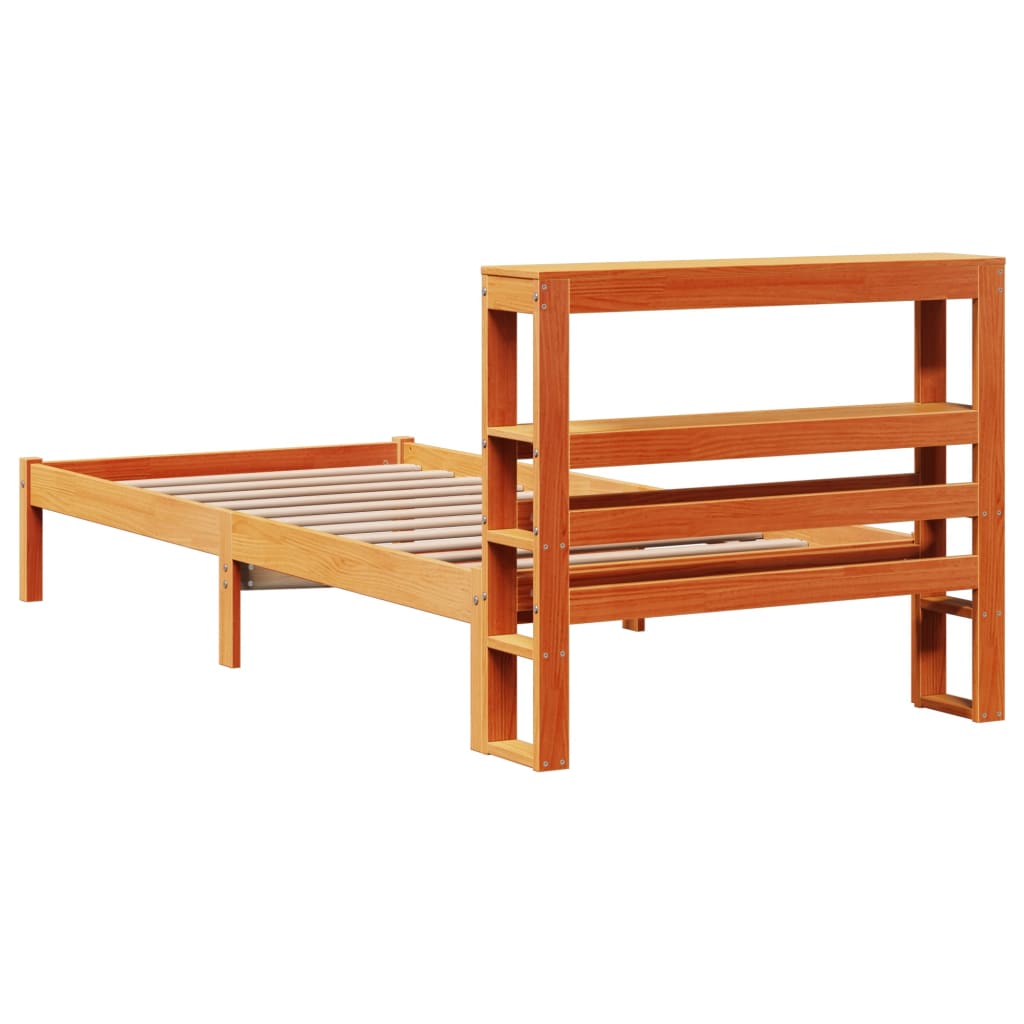 Giroletto con Testiera Marrone Cera 100x200 cm Massello Pino