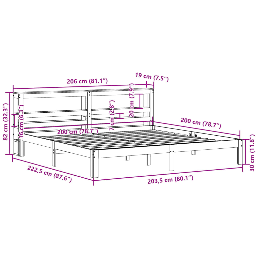 Giroletto con Testiera 200x200 cm in Legno Massello di Pino | homemem39
