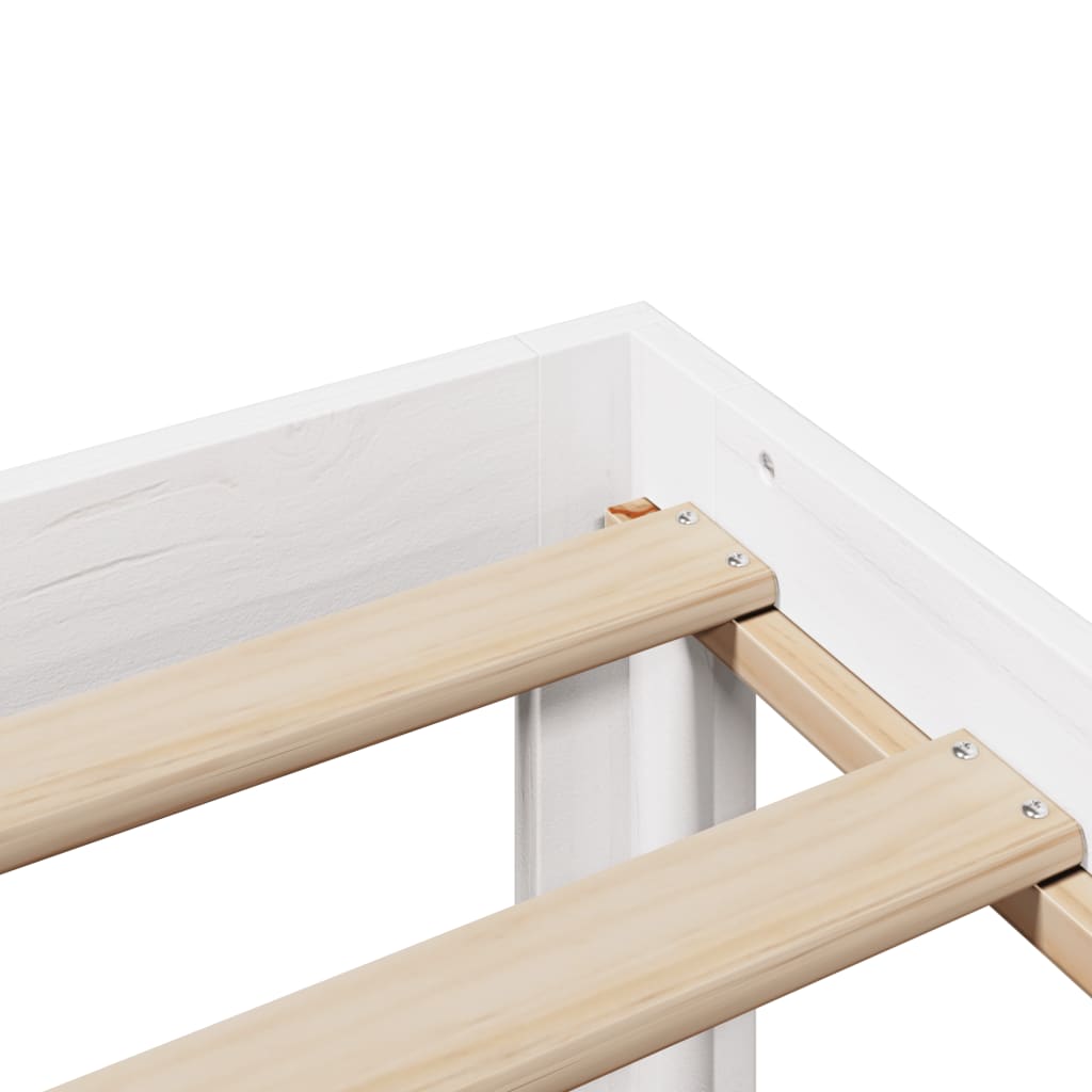 Giroletto con Testiera Bianco 150x200 cm Legno Massello di Pino | homemem39