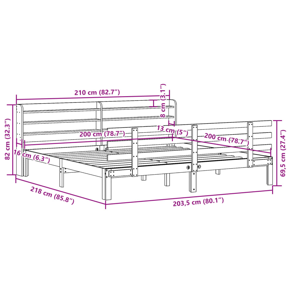 Giroletto con Testiera senza Materasso Bianco 200x200 cm | homemem39