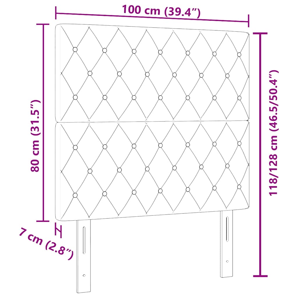 Testiera LED Argille con testiera Grigio scuro 100 cm Velluto