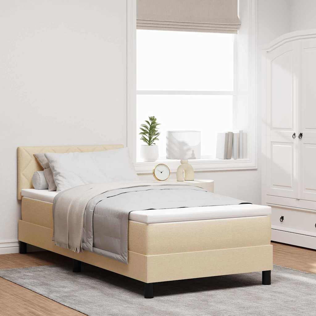 Letto box spring con materasso Crema 100 x 200 cm Tessuto