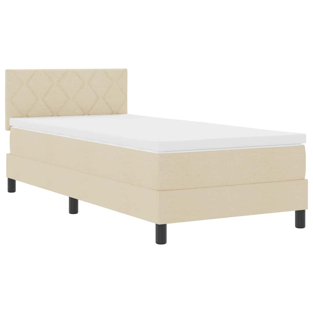 Letto box spring con materasso Crema 100 x 200 cm Tessuto