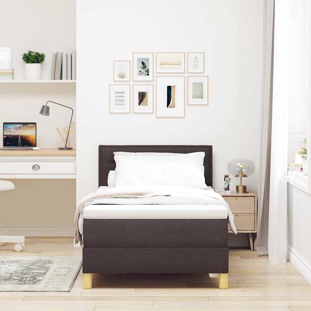 Letto box spring con materasso Marrone scuro 100 x 200 cm