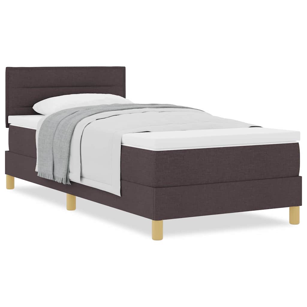 Letto box spring con materasso Marrone scuro 100 x 200 cm
