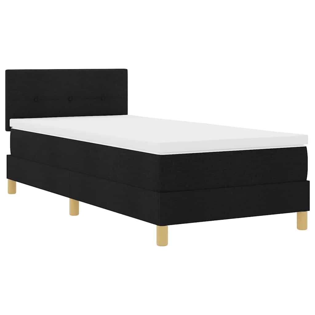 Letto box spring con materasso Nero 100 x 200 cm Tessuto