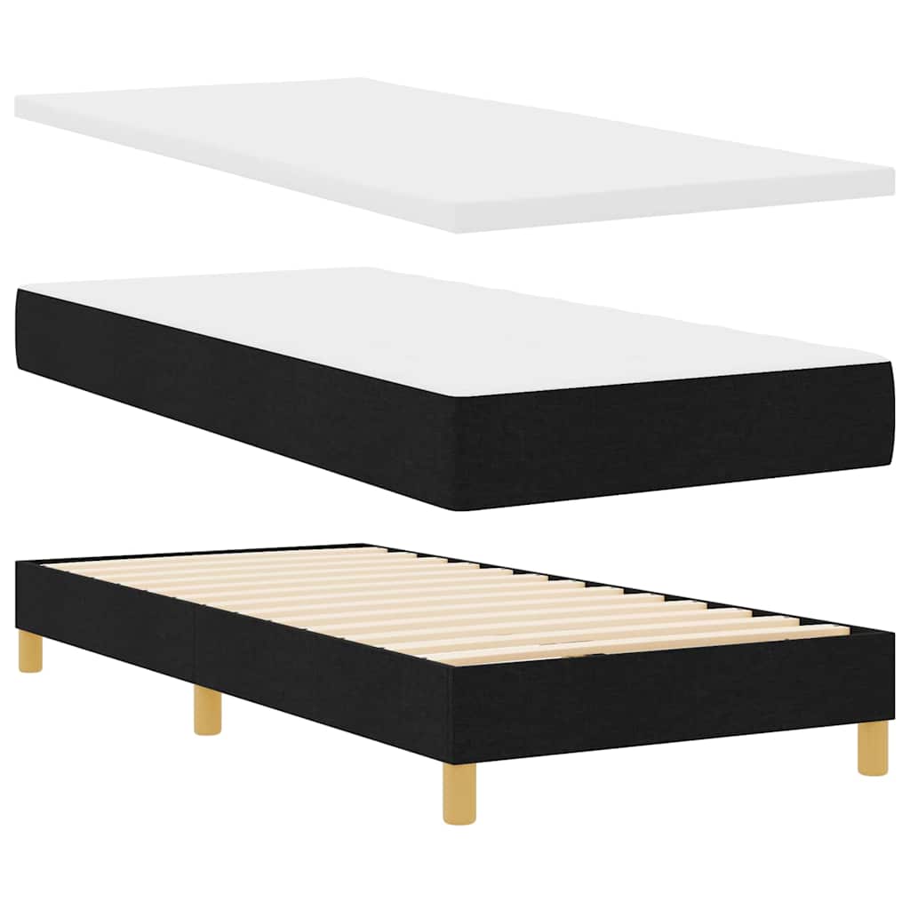 Letto box spring con materasso Nero 100 x 200 cm Tessuto