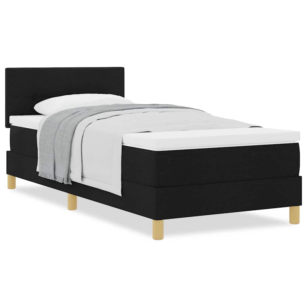 Letto box spring con materasso Nero 100 x 200 cm Tessuto