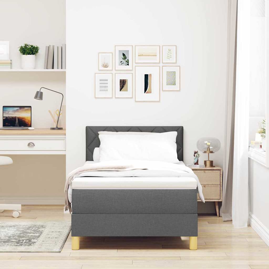 Letto box spring con materasso Grigio scuro 100 x 200 cm