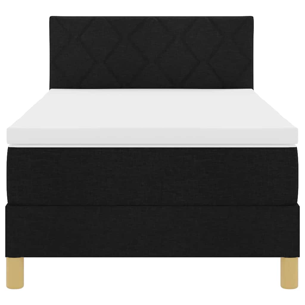 Letto box spring con materasso Nero 100 x 200 cm Tessuto