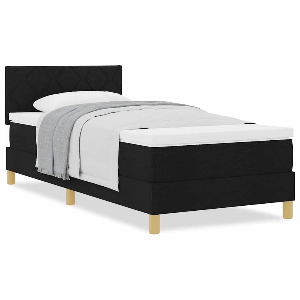 Letto box spring con materasso Nero 100 x 200 cm Tessuto