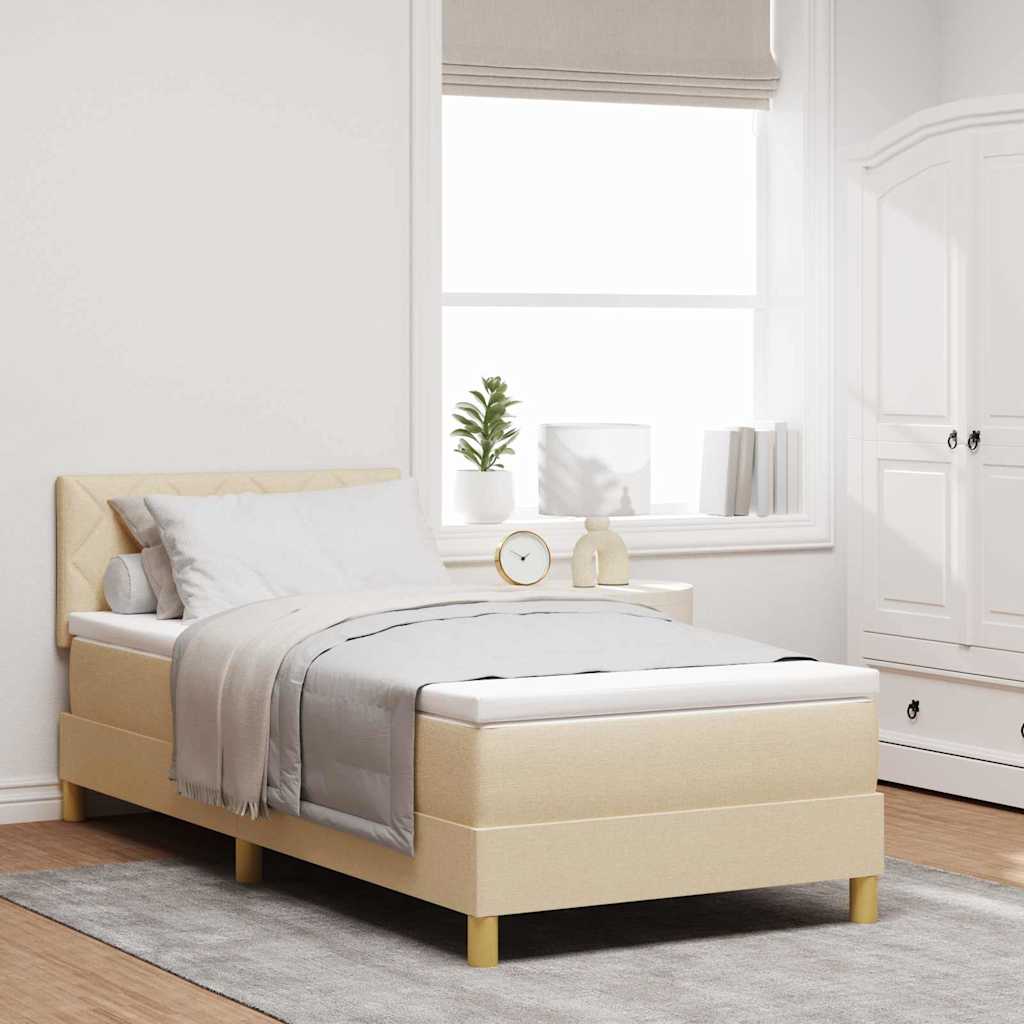 Letto box spring con materasso Crema 100 x 200 cm Tessuto