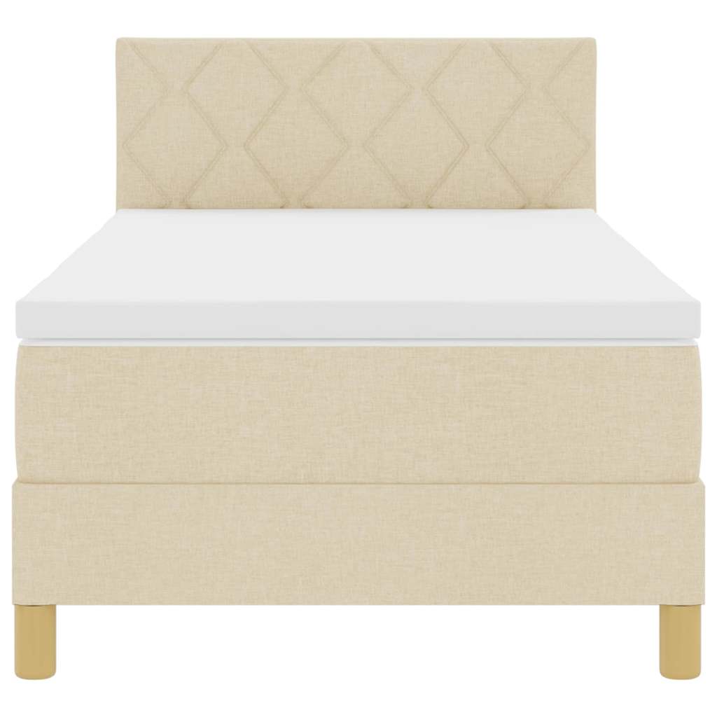Letto box spring con materasso Crema 100 x 200 cm Tessuto