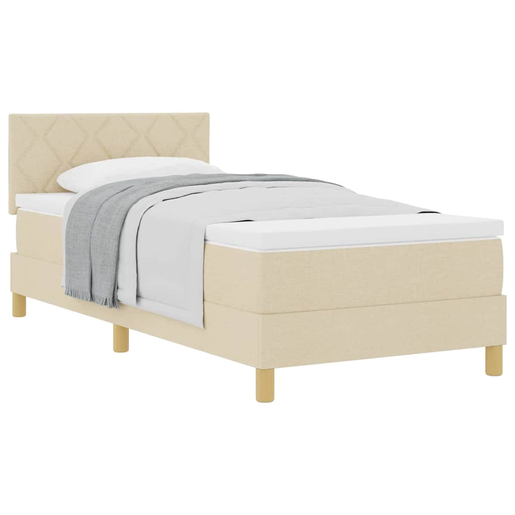 Letto box spring con materasso Crema 100 x 200 cm Tessuto