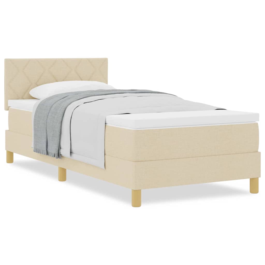 Letto box spring con materasso Crema 100 x 200 cm Tessuto