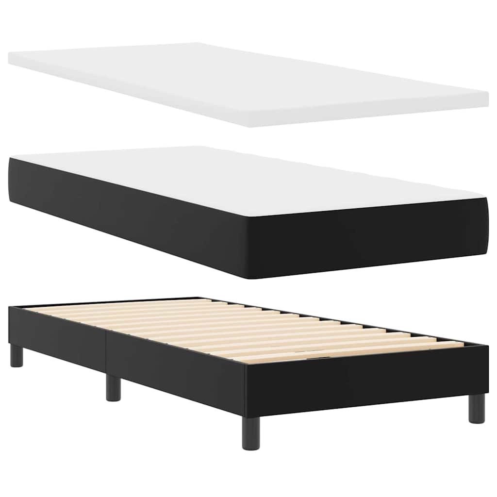 Rete Letto con Materasso Nero 100 x 200 cm Pelle sintetica