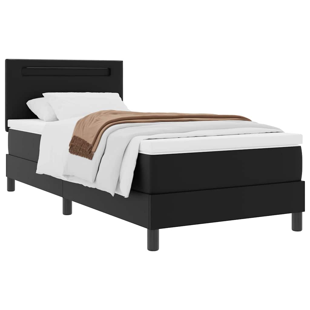 Rete Letto con Materasso Nero 100 x 200 cm Pelle sintetica