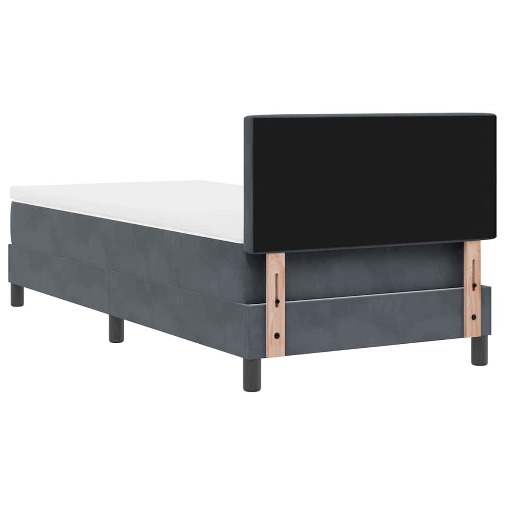 Letto a Molle con Materasso Grigio scuro 100 x 200 cm Tessuto
