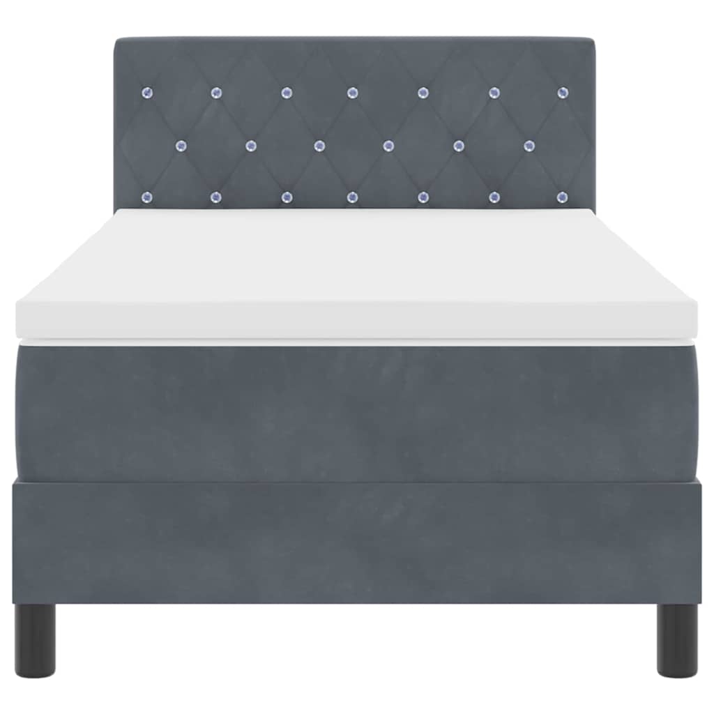 Letto a Molle con Materasso Grigio scuro 100 x 200 cm Tessuto