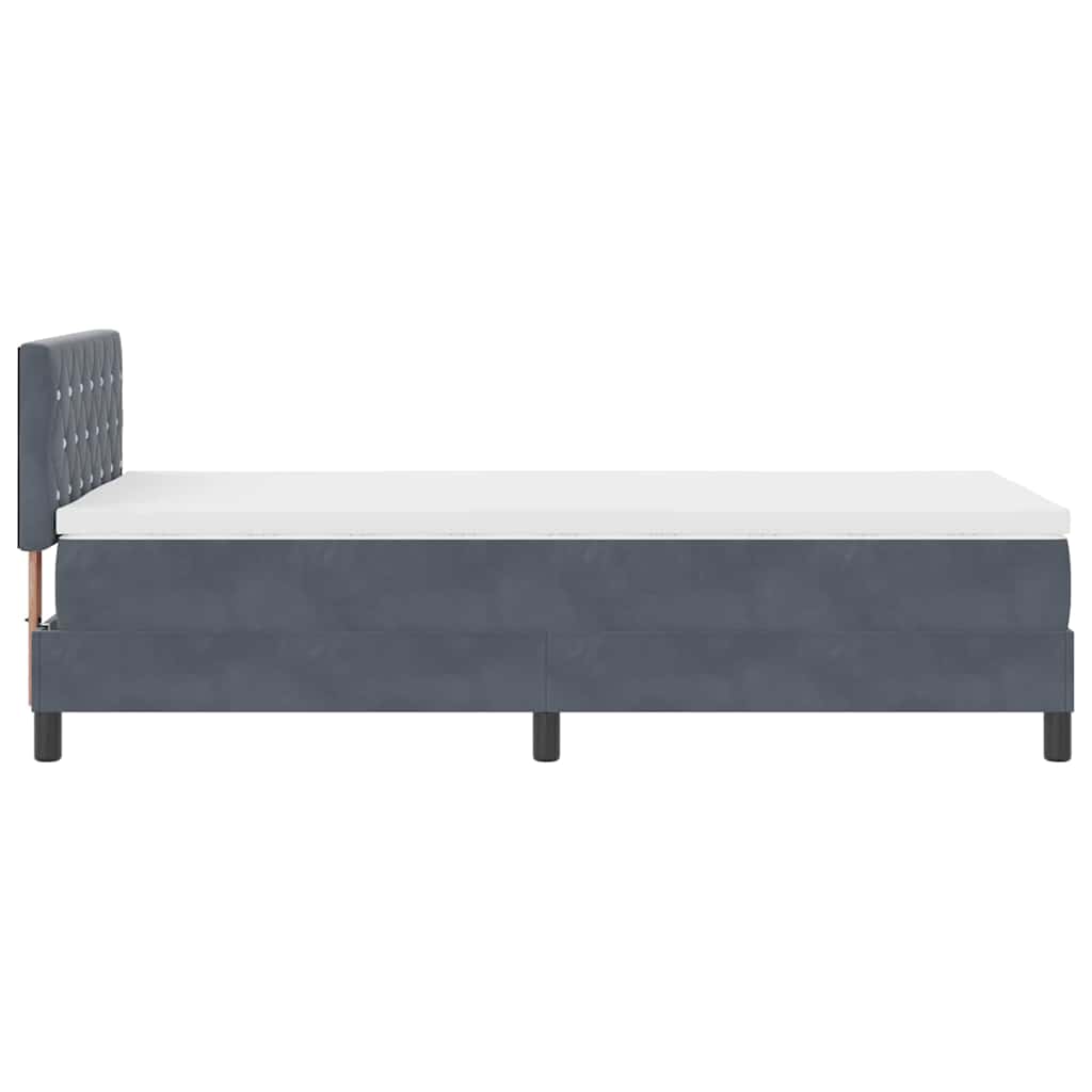 Letto a Molle con Materasso Grigio scuro 100 x 200 cm Tessuto