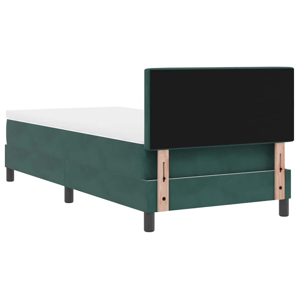 Letto a Molle con Materasso Verde Scuro 100 x 200 cm Tessuto
