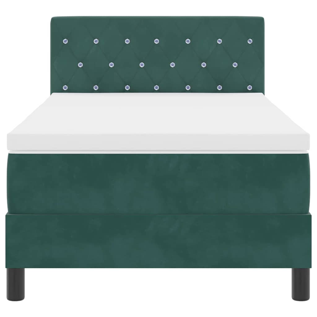 Letto a Molle con Materasso Verde Scuro 100 x 200 cm Tessuto