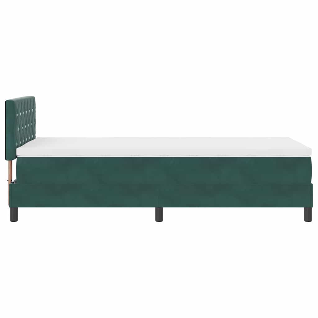 Letto a Molle con Materasso Verde Scuro 100 x 200 cm Tessuto