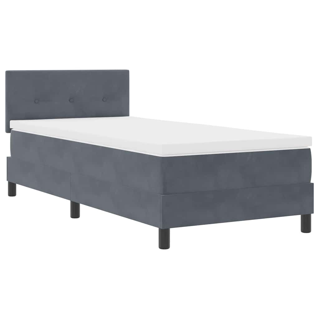 Letto a Molle con Materasso Grigio scuro 100 x 200 cm Tessuto