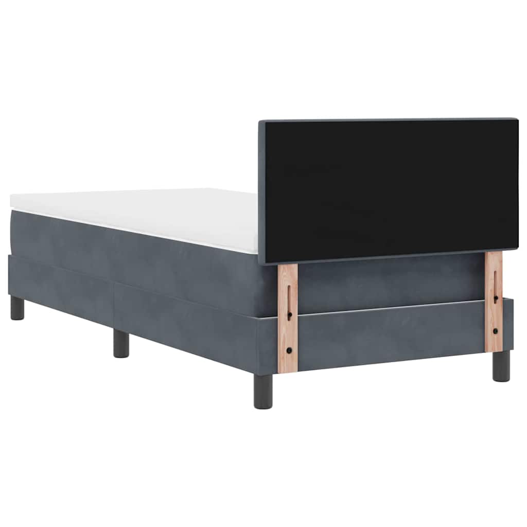 Letto a Molle con Materasso Grigio scuro 100 x 200 cm Tessuto