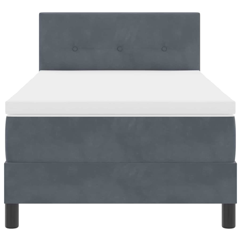 Letto a Molle con Materasso Grigio scuro 100 x 200 cm Tessuto