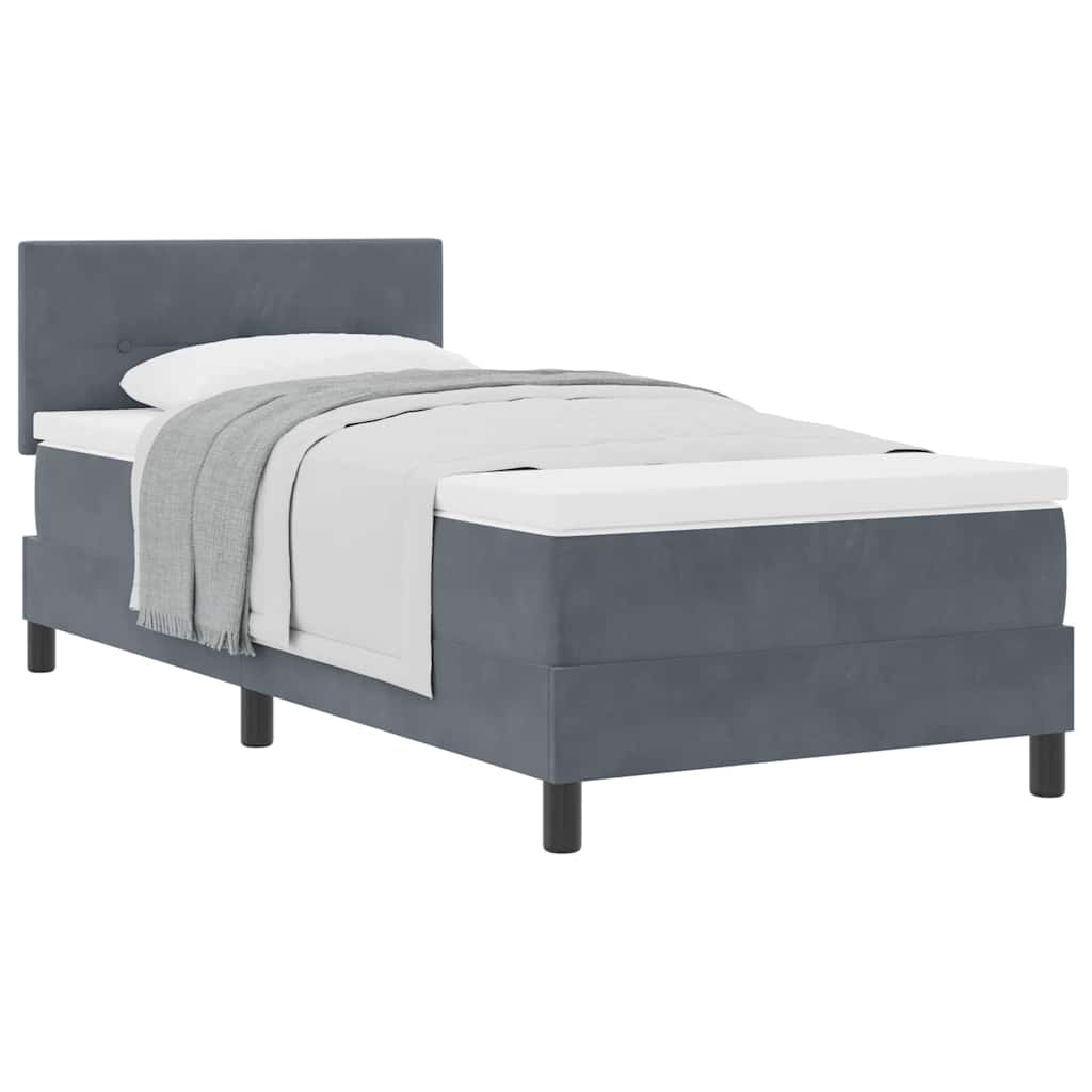 Letto a Molle con Materasso Grigio scuro 100 x 200 cm Tessuto