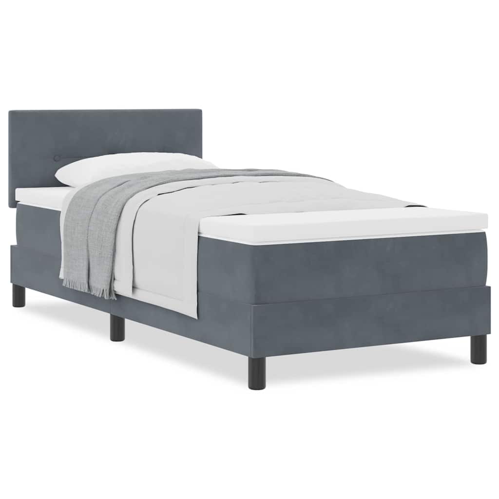 Letto a Molle con Materasso Grigio scuro 100 x 200 cm Tessuto