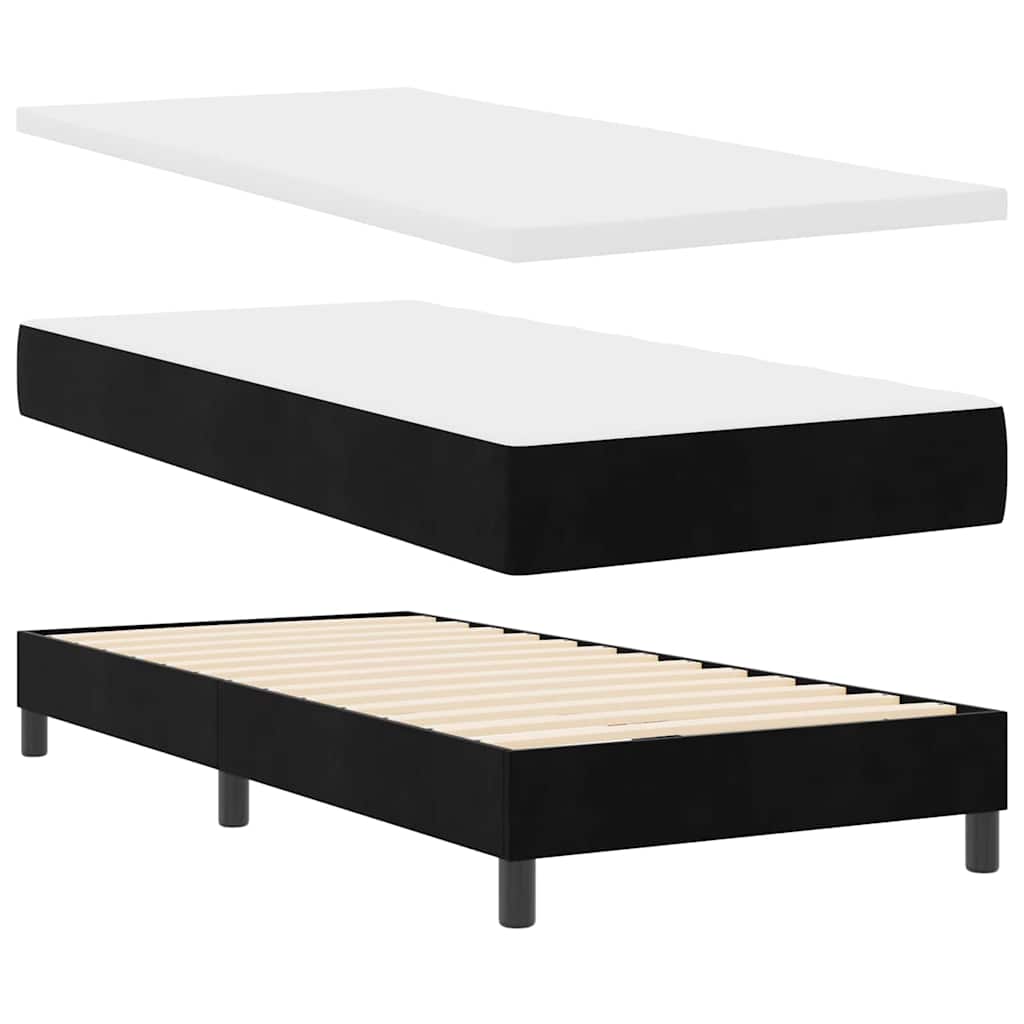 Letto a Molle con Materasso Nero 100 x 200 cm Tessuto