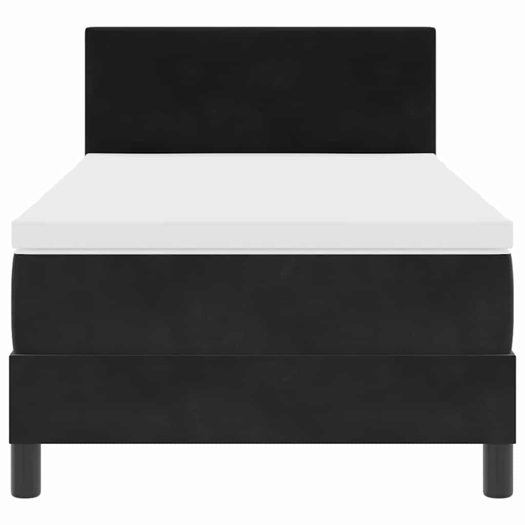 Letto a Molle con Materasso Nero 100 x 200 cm Tessuto