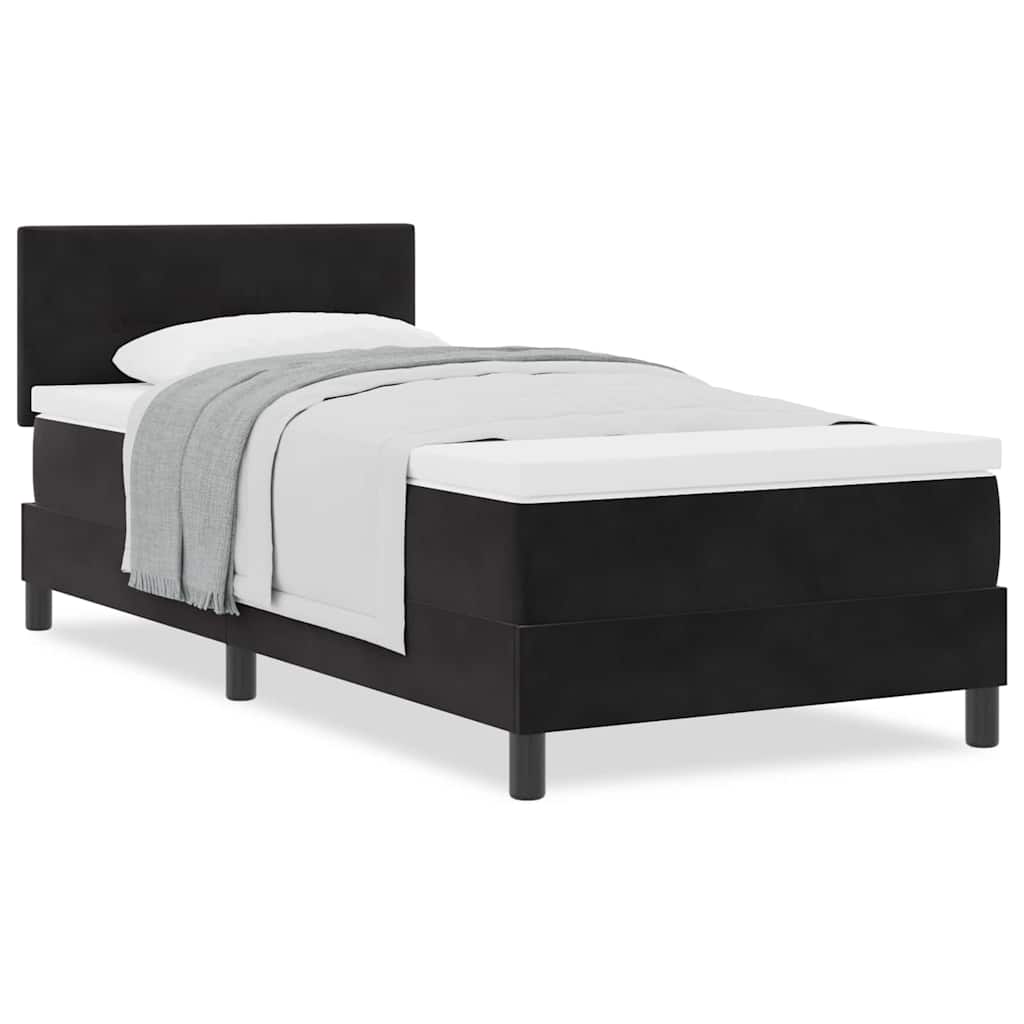 Letto a Molle con Materasso Nero 100 x 200 cm Tessuto