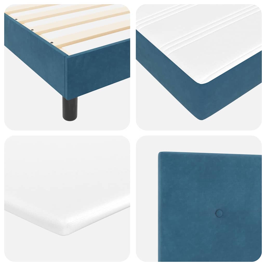 Letto a Molle con Materasso Blu scuro 100 x 200 cm Tessuto