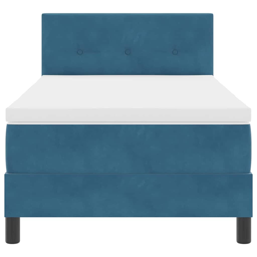 Letto a Molle con Materasso Blu scuro 100 x 200 cm Tessuto