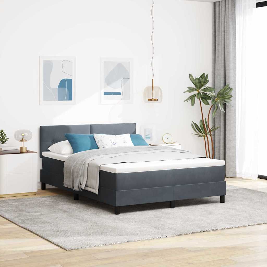 Letto a Molle con Materasso Grigio scuro 140 x 190 cm Tessuto