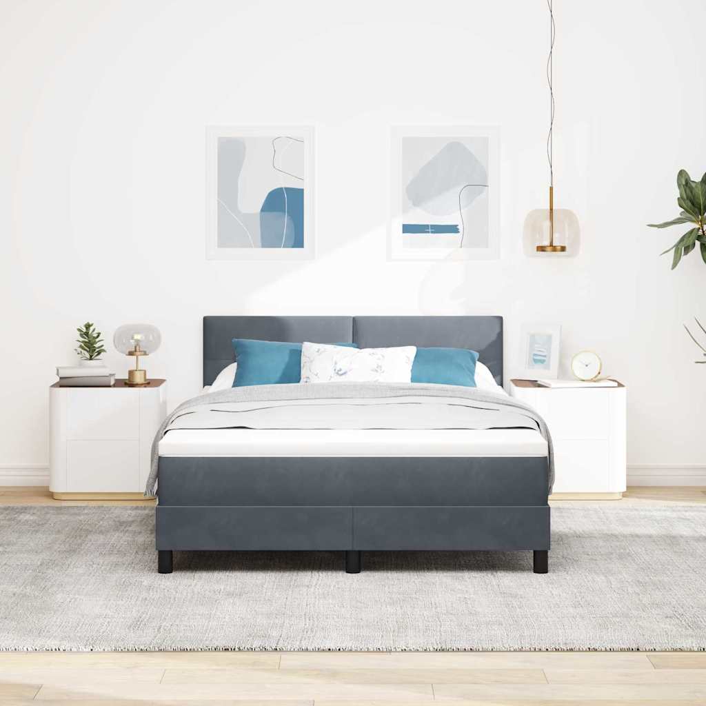 Letto a Molle con Materasso Grigio scuro 140 x 190 cm Tessuto