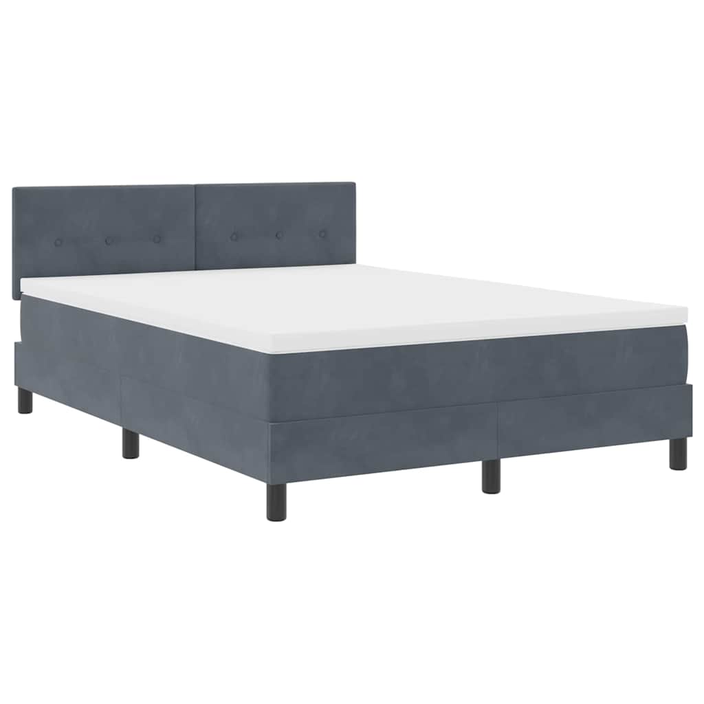 Letto a Molle con Materasso Grigio scuro 140 x 190 cm Tessuto